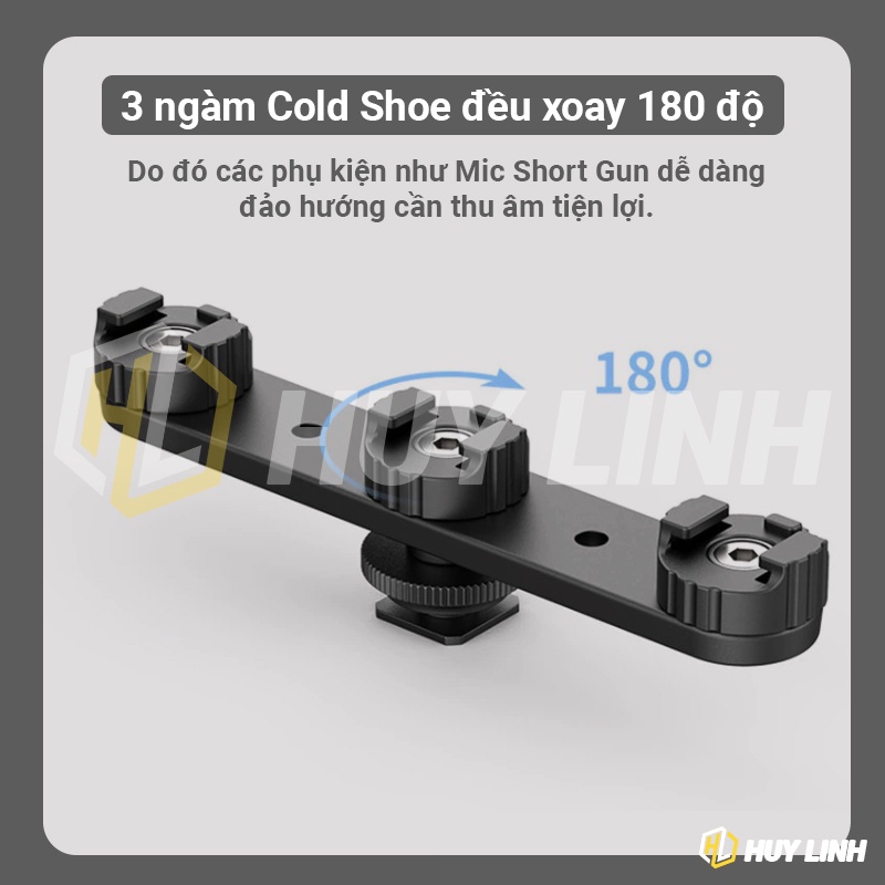 Ngàm mở rộng Ulanzi PT23 - 3 ngàm Cold Shoes gắn thêm đèn, mic và phụ kiện