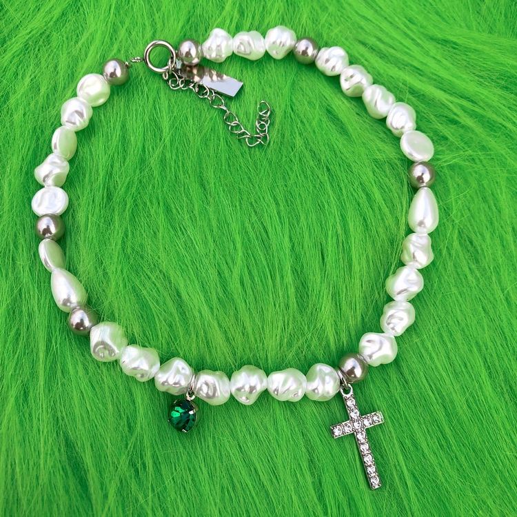 Dây chuyền hợp kim đính ngọc trai nhân tạo phong cách Vintage