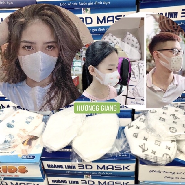 Khẩu trang 3D Mask Người lớn và trẻ em hộp 50 cái - chất lượng cao