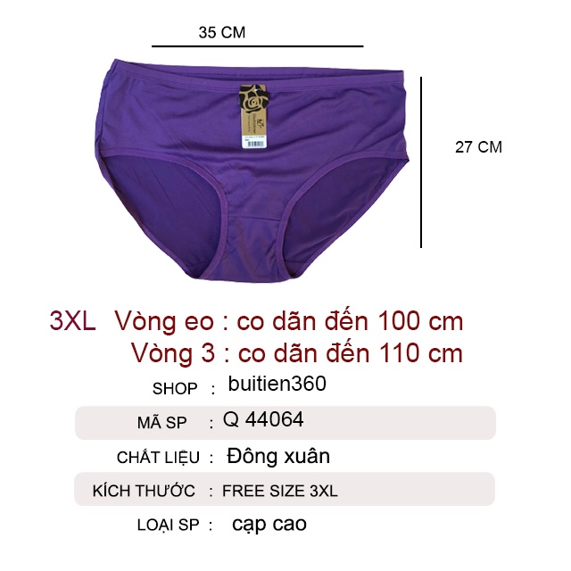 Quần lót nữ cạp cao trơn chip nữ big size 3xl Q44064 cho người già trẻ béo mập 60kg 70kg