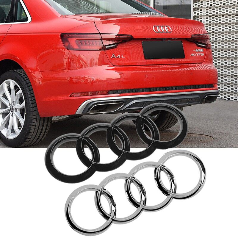 Miếng Dán Logo 4 Vòng Nhẫn Trang Trí Cho Xe Hơi Audi A4 A6 Q7 Q5 Q3 TT A4L A6L