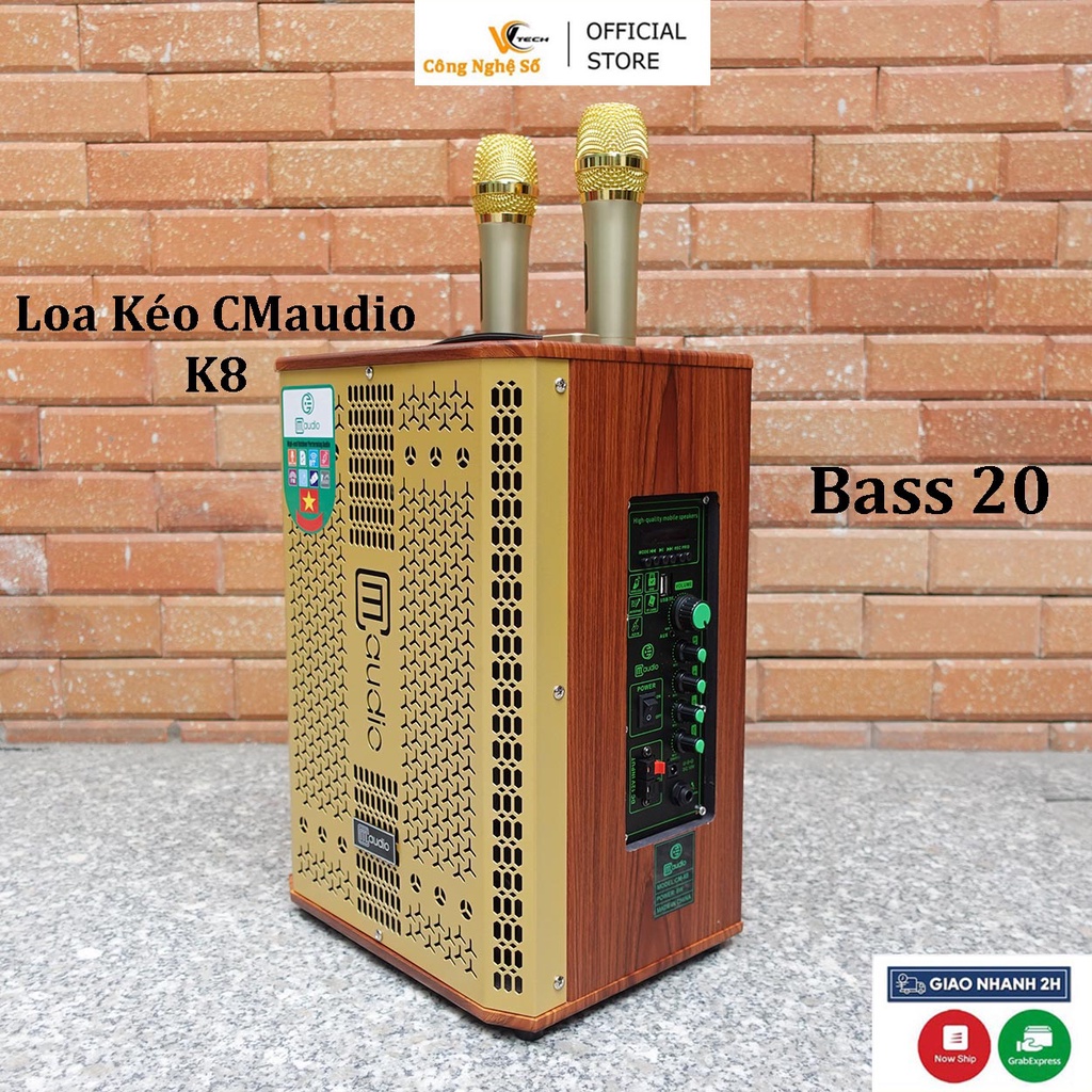 Loa Kéo Hát Karaoke Cao Cấp CMaudio K8 Bass 20 |Loa Kéo kèm 2 tay micro VHF bắt giọng nhạy| Bảo hành 12 tháng