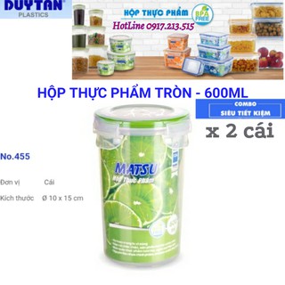 2 hộp đựng thực phẩm tròn 600ml duy tân cao cấp