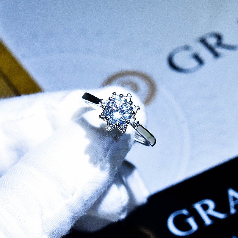 Nhẫn Hở Hai Đầu Hình Hoa Tuyết Màu Sắc Nhập Khẩu Mỹ 1 Karat Cho Nữ-JHS3-A