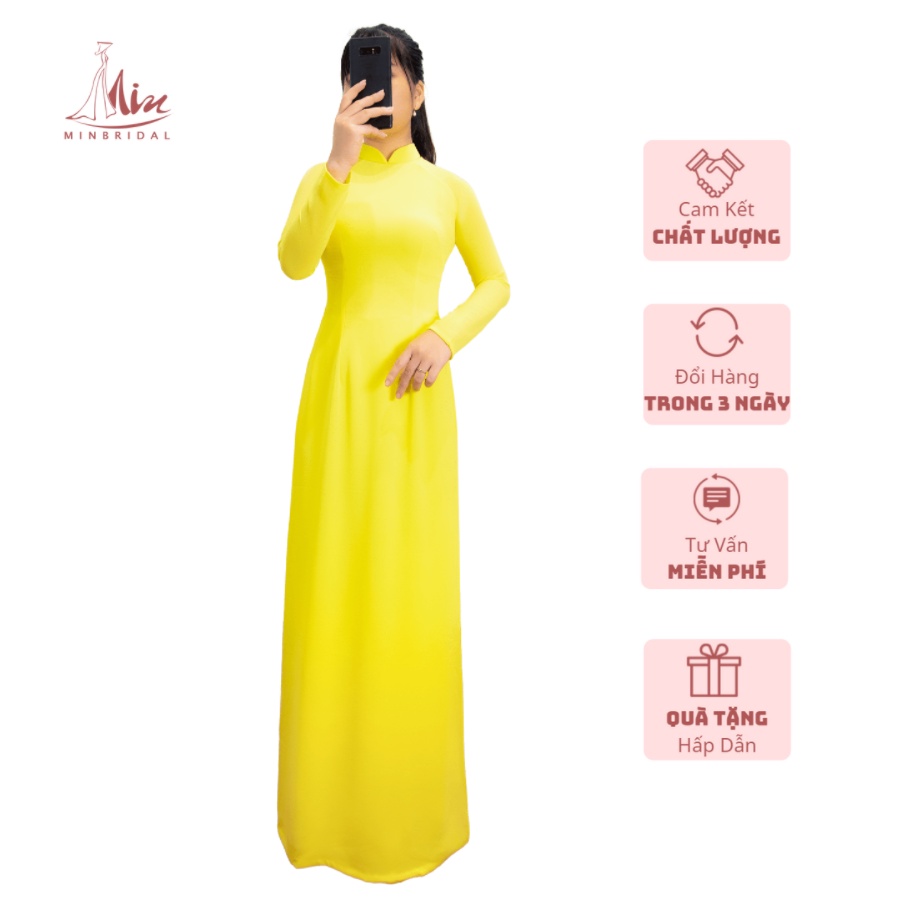 Áo Dài Truyền Thống 4 Tà Vải Chifon Màu Vàng - Ao dài Min