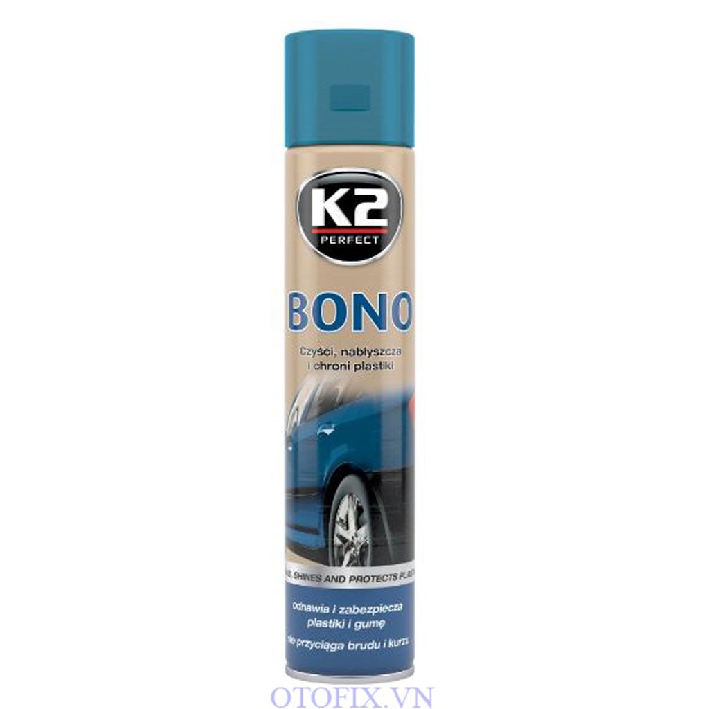 K2 Bono 300ml - bình xịt chất bảo dưỡng phục hồi làm mới, bảo vệ nhựa cao su bên ngoài xe hơi