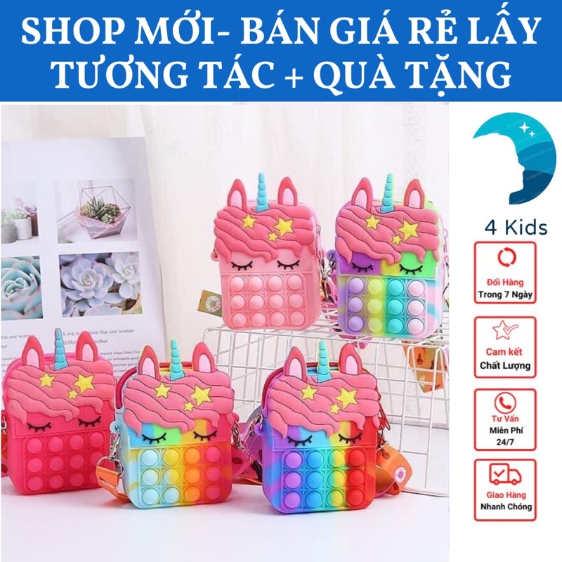 Túi đeo POP IT kỳ lân, túi squid pop it dành cho bé