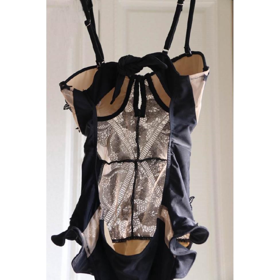 SALE HẾT 🌸 🍀 9.9 Phong cách châu Âu áo tắm đen ren retro phụ nữ bikini một mảnh gợi cảm .. Đẹp . . | BigBuy360 - bigbuy360.vn