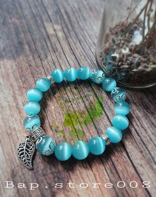 Vòng charm đá mắt mèo xanh dương 10