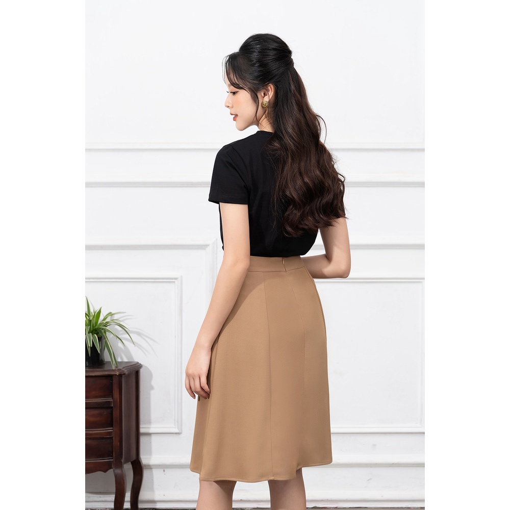 Chân Váy Chữ A LUPERI Eo Có Phối Cúc Chất Liệu Tuypxi Mềm Mại Nữ Tính LFCV5113