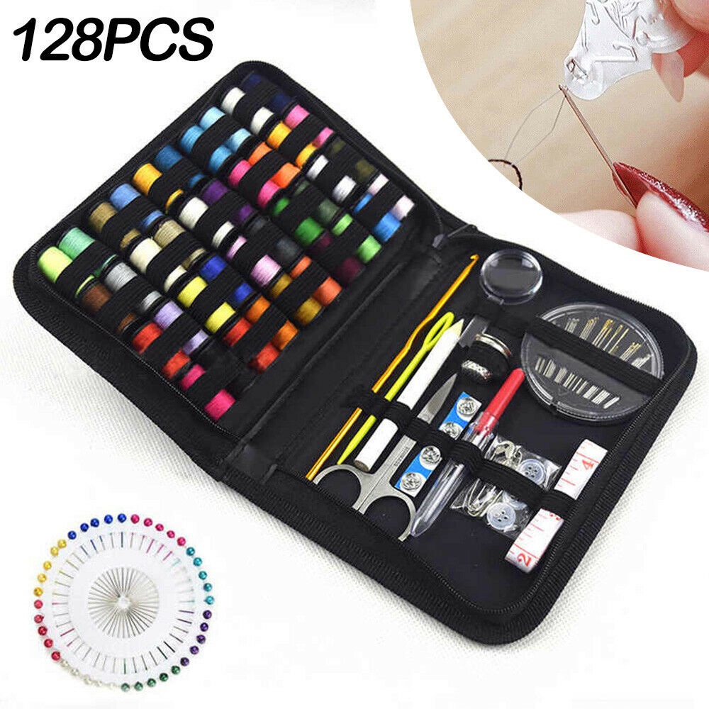 YIYU 128 Dụng cụ kim chỉ may vá đan len thủ công đa chức năng nhiều màu tùy chọn nhỏ gọn có hộp mang đi du lịch