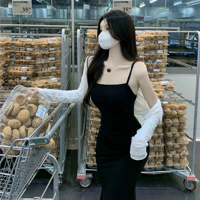 SÉT ĐẦM HAI DÂY DÁNG DÀI ĐUÔI CÁ KÈM ÁO KHOÁC SIÊU XINH