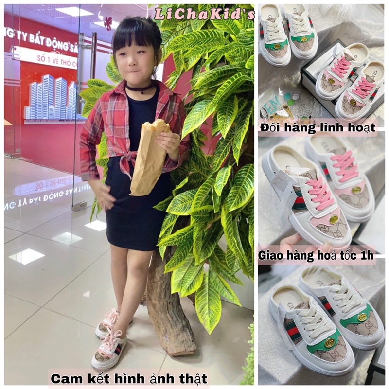 Giày đạp gót sục thể thao cho bé trai và bé gái. Đi rất êm chân và thoải mái cho bé. 2 màu: Trắng hồng và trắng xanh.