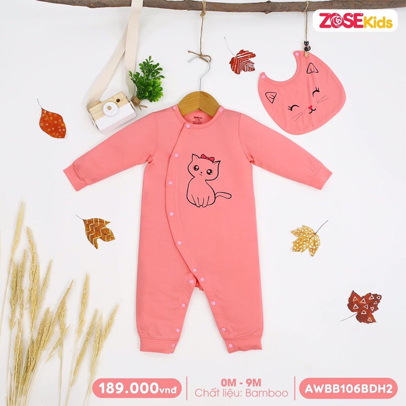 [ZoseKids] Body kèm yếm cúc bấm chất liệu sợi tre siêu mềm cho bé