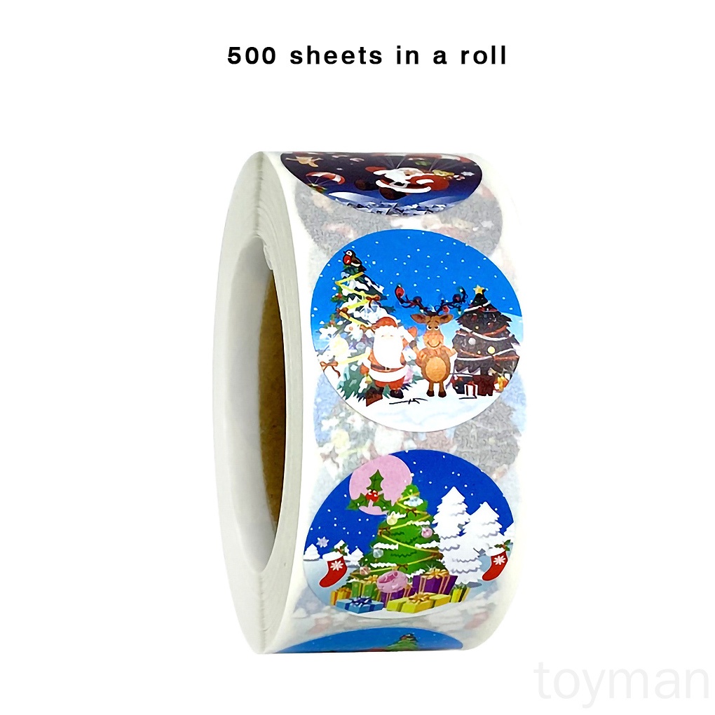 Cuộn 500 miếng dán trang trí hộp quà Giáng sinh