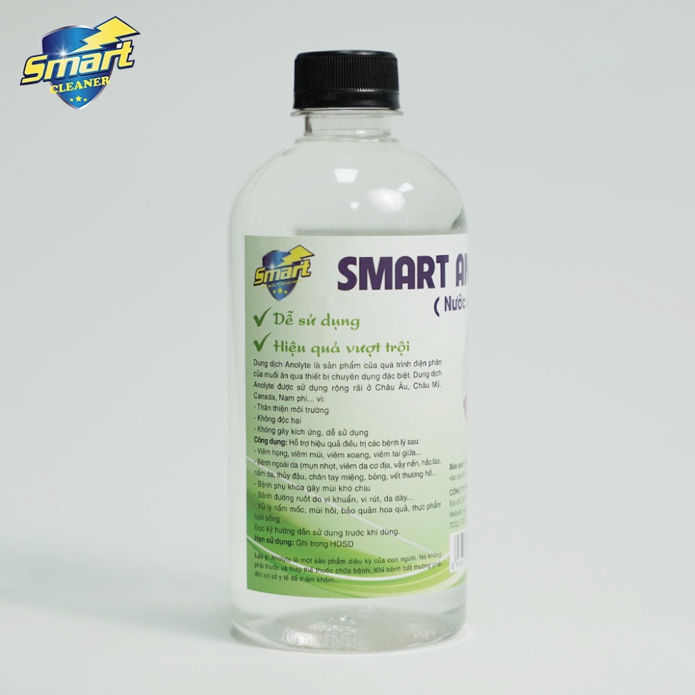 Dung dịch sát khuẩn Smart Anolyte (Nước A) khử khuẩn tay, bề mặt an toàn từ thiên nhiên không kích ứng 500ml