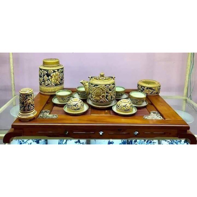 Ấm trà khắc tay và Full 3 phụ kiện cao cấp