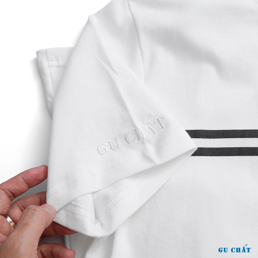 Áo Thun Nam Basic GU CHẤT, Chất Cotton Mềm Mịn, Kẻ Sọc Ngang - GUTN16