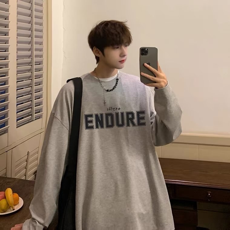 Áo Thun Tay Dài Cổ Tròn Dáng Rộng In Chữ Cỡ Lớn Thoải Mái Thời Trang Cho Nam Và Nữ M-5XL