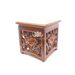 Đôn kệ tượng điêu khắc kích thước, loại hộp vuông gỗ tự nhiên sơn cánh gián