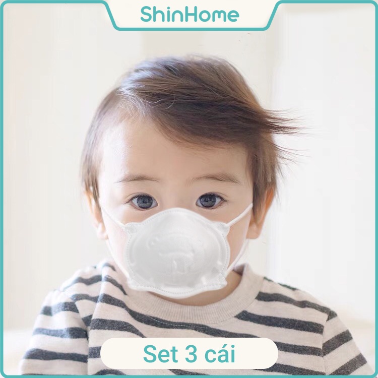 Gói 3 khẩu trang gấu cho bé - khẩu trang sơ sinh 0-2 tuổi (có nút chỉnh dây)