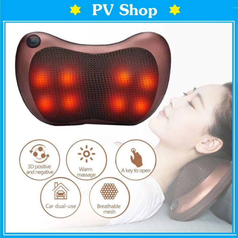 Gối massage cổ vai gáy hồng ngoại cao cấp 8 bi OTAWA, Máy massage cổ vai gáy - Món quà ý nghĩa cho người thân MS15