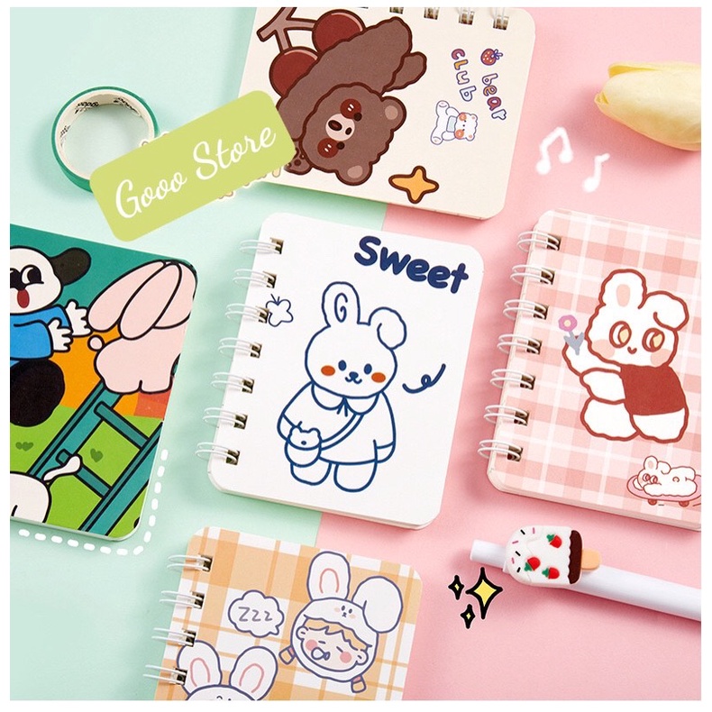 Sổ tay cute ghi chép nhỏ gọn bỏ túi, sổ tay lò xo mini đẹp dễ thương 80 trang có dòng kẻ