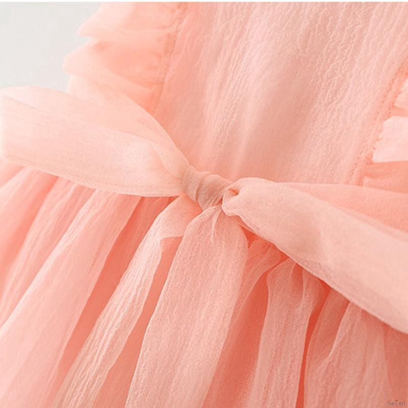 Đầm xòe công chúa đính nơ đáng yêu cho bé gái