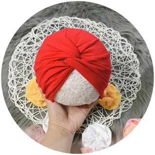 Mũ alibaba cho bé ( turban vải mẫu chéo 5-10kg)
