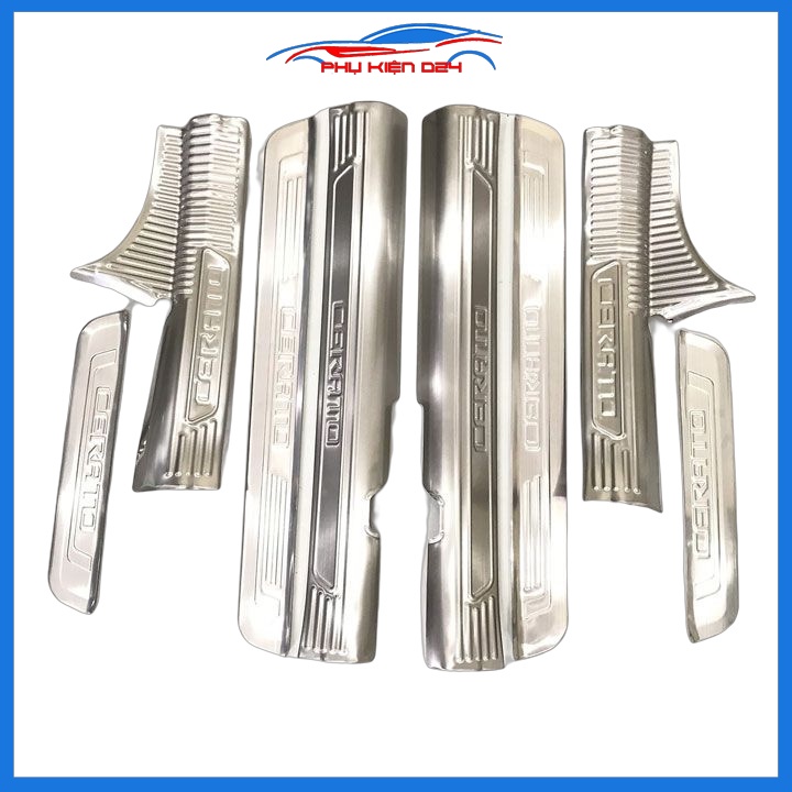 Bộ ốp bậc cửa trong ngoài nẹp bước chân Cerato 2019-2020-2021-2022 Inox chống trầy trang trí xe