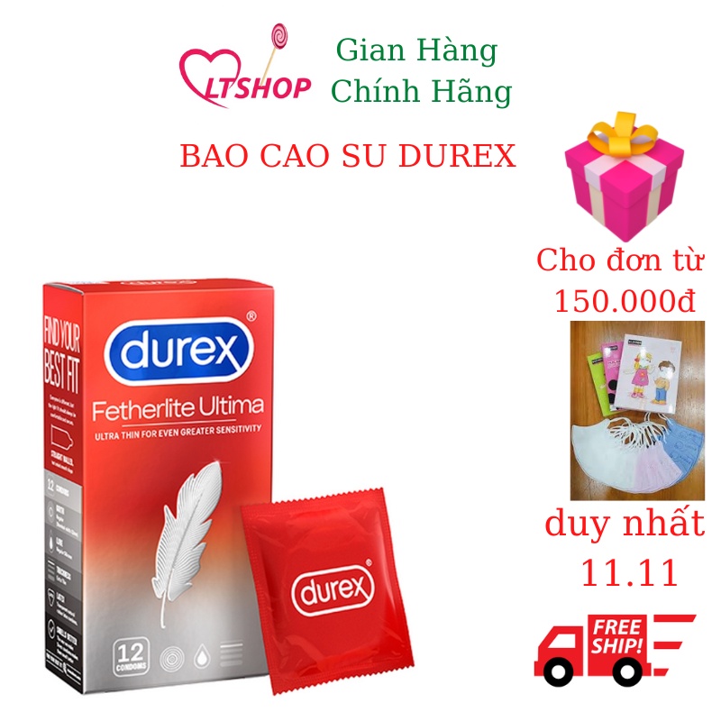 Bao Cao Su Durex Fetherlite Ultima  siêu mỏng kéo dài thời gian hộp 12 cái