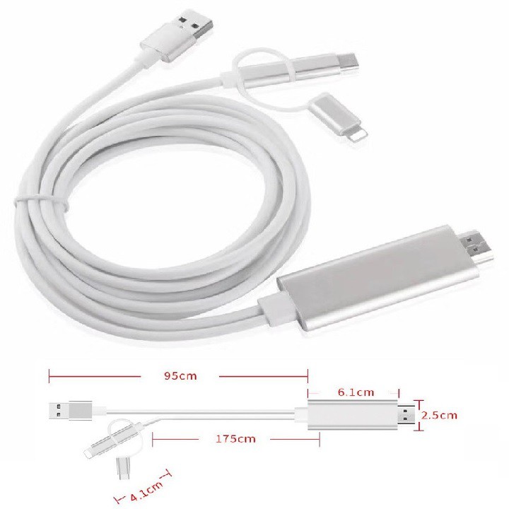 Cáp chuyển HDMI qua USB đa năng (TypeC, Iphone, Android)