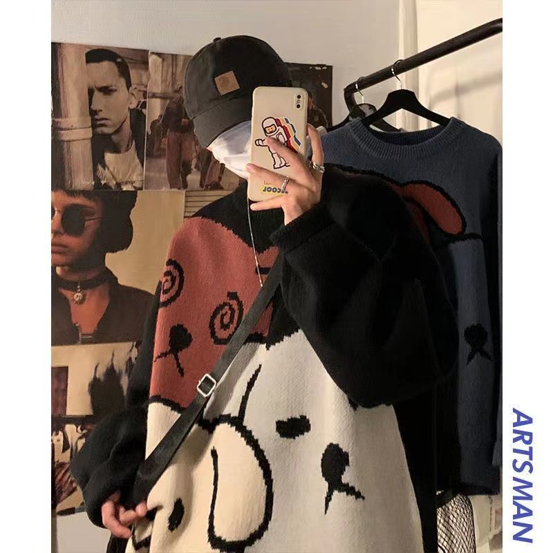 Áo Sweater Dáng Rộng In Hoạt Hình Kiểu Retro Nhật Bản Thời Trang Thu Đông 2022 Cho Nam