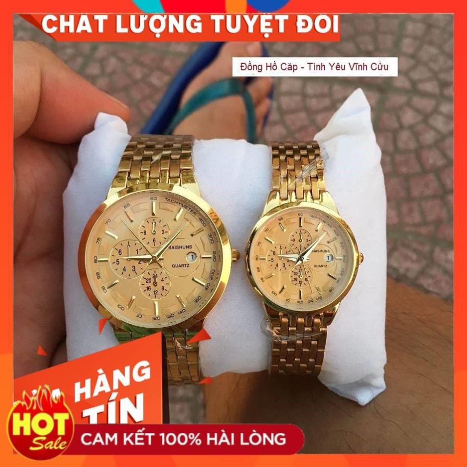Đồng Hồ Đôi Nam Nữ Baishuns Dây Vàng Sang Trọng