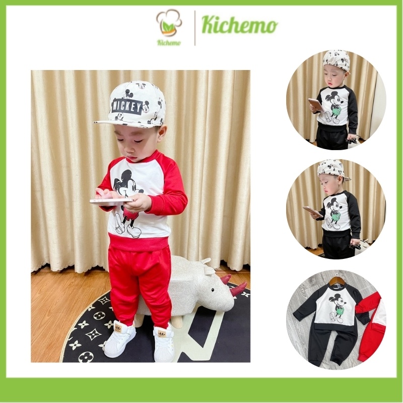 Bộ nỉ da cá cho bé set quần áo nỉ chuột micky cao cấp cho bé