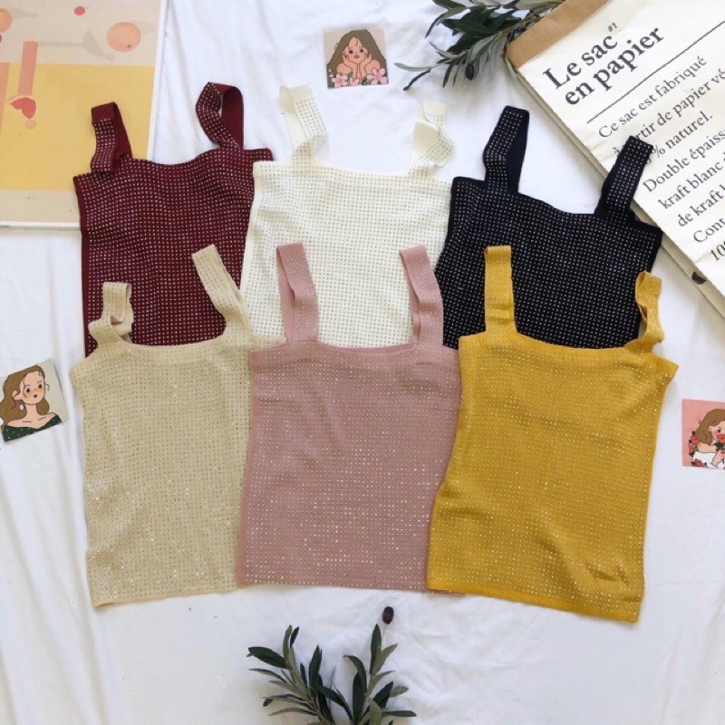 Áo len 2 dây đính đá