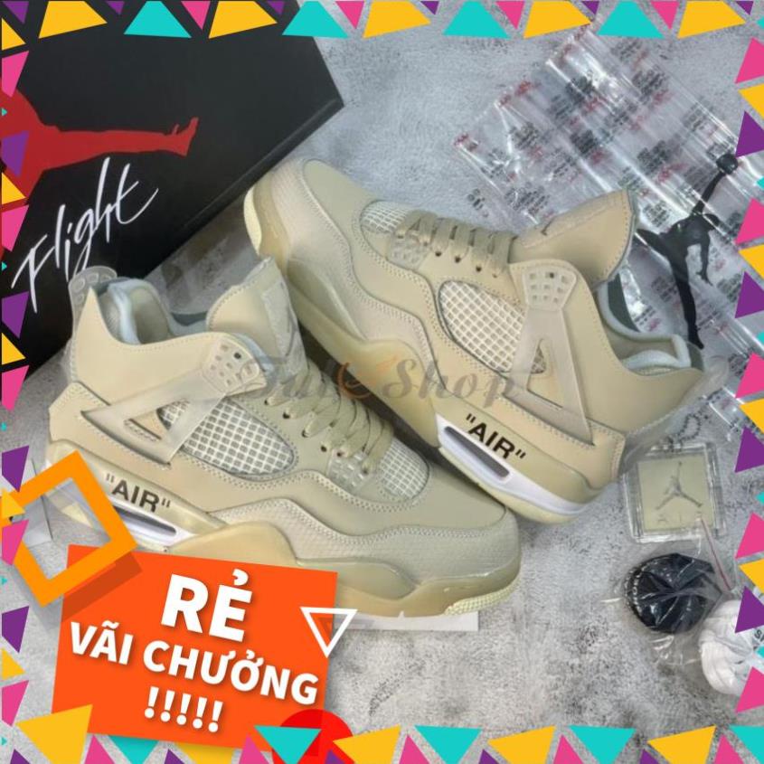 9Giày air jordan 4 retro off white kem , Giày sneaker JD4 màu kem siêu hot mới nhất