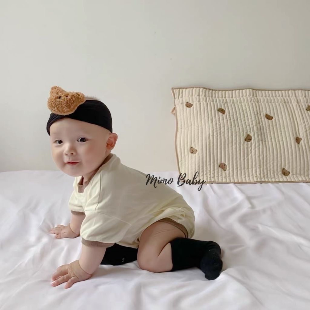 Băng đô thun bản to đính gấu bông xù dễ thương cho bé BD64 Mimo Baby