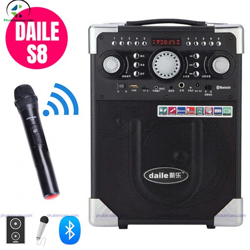 Loa bluetooth karaoke Daile S8 - tặng kèm mic không dây