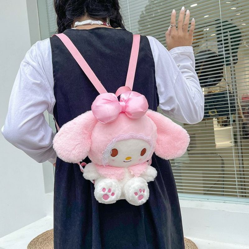 Ba lô Hình Thỏ Melody Nơ Hồng 2 Kích Cỡ