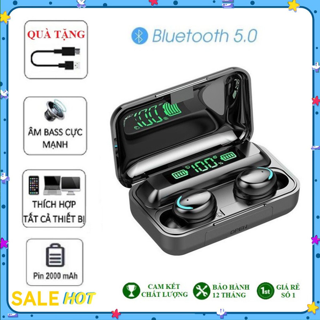 Tai Nghe Bluetooth Không Dây Nhét Tai 5.0 Amoi F9 Pro Nút Cảm Ứng Kiêm Sạc Pin Dự Phòng kdphuc_shop03
