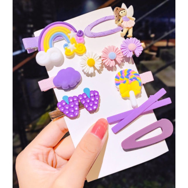 Kẹp tóc mái bé gái nhiều kiểu siêu dễ thương, combo gồm 8 chiếc nhiều kiểu, hàng chất lượng