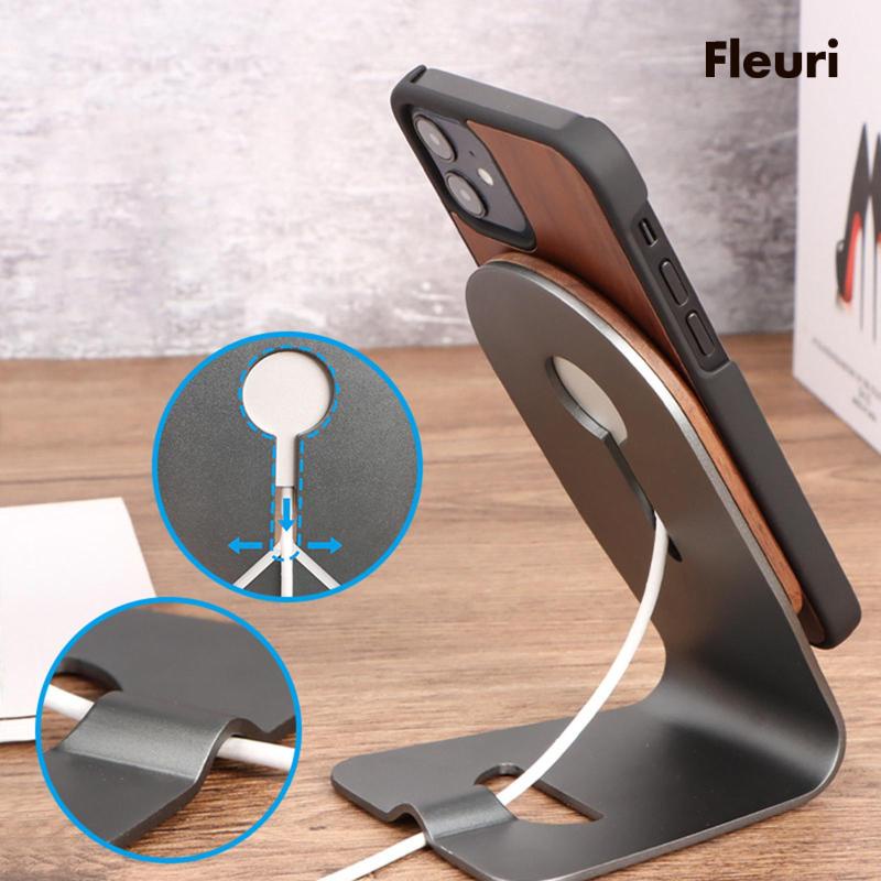 [Fleurir] Đế Sạc Điện Thoại Di Động Bằng Nhôm Màu Xám Cho MagSafe MagSafe Không Bao Gồm