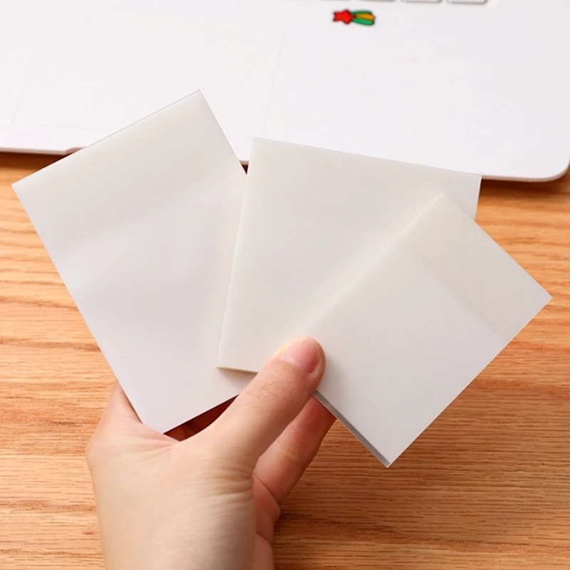 Set 50 Tấm Giấy Dán Ghi Chú Tự Dính Màu Trong Suốt Chống Thấm Nước Cỡ S/M/L