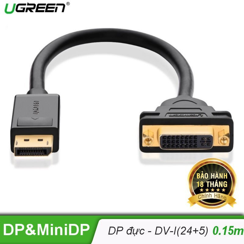 Cáp Chuyển Đổi Displayport To DVI ( 24+5 ) đầu Âm Chính Hãng Ugreen 20405