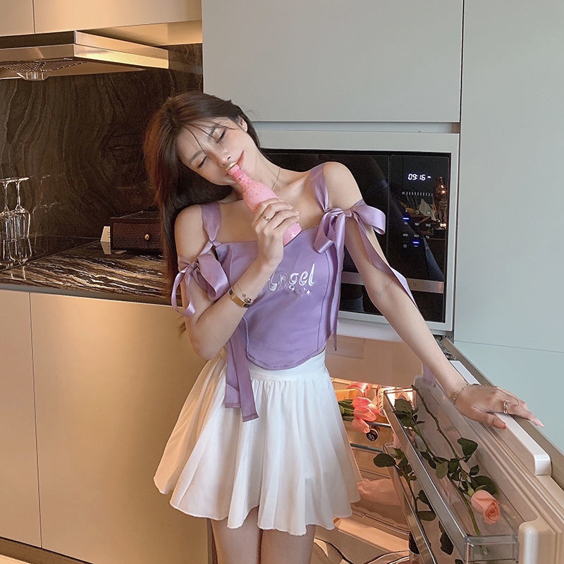 Áo Hai Dây Màu Tím Thời Trang Cho Nữ