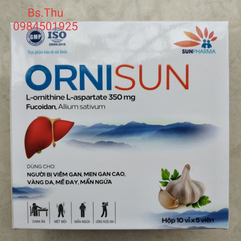 ORNISUN hộp 60 viên, hỗ trợ giải độc gan, tăng cường chức năng gan, hàm lượng cao, dùng mỗi ngày 1 viên