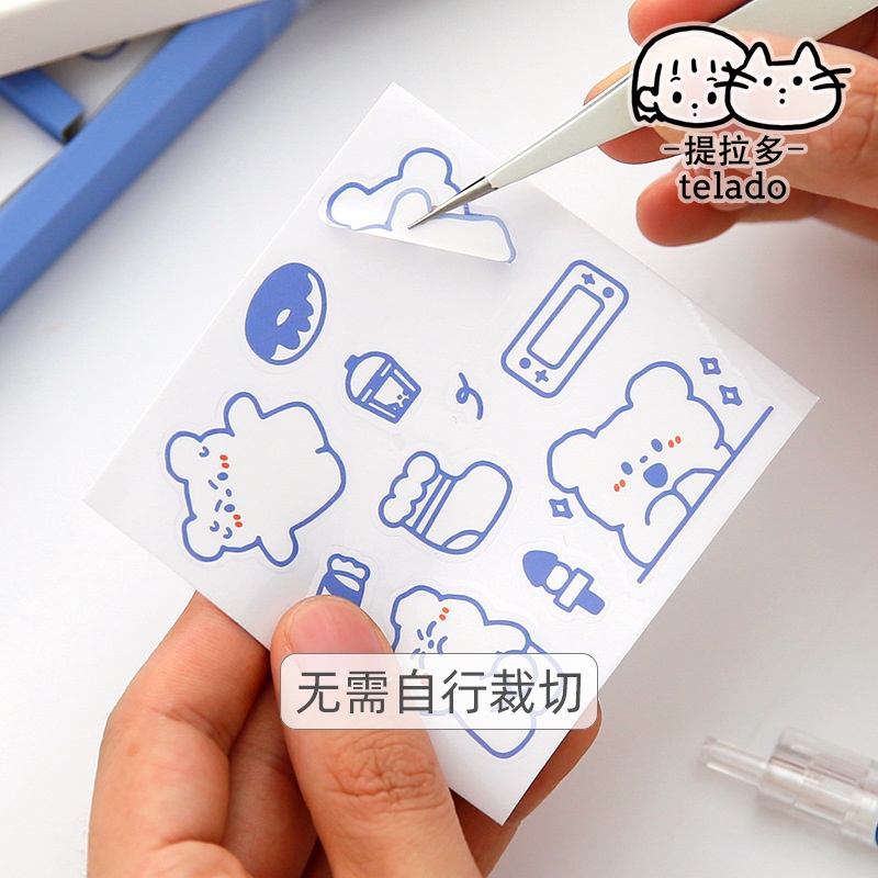 Hộp 100 miếng dán trang trí hình thỏ/ gấu uống sữa dễ thương