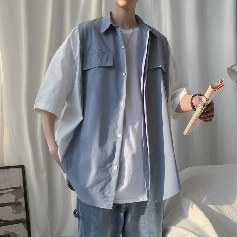 Sơ mi nam tay ngắn kiểu dáng hàn quốc có ảnh thật