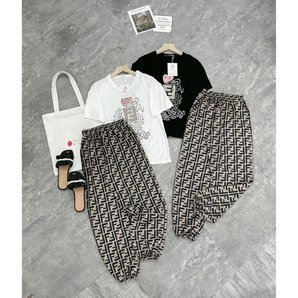 Bộ Thể Thao Nữ Fendy , Set Đồ Áo Cộc Tay Phối Quần Boom Siêu Hot | BigBuy360 - bigbuy360.vn